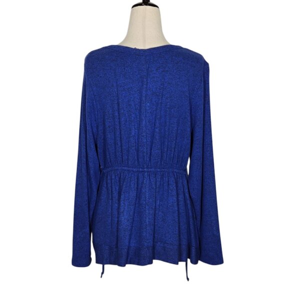 CASLON Blue Long Sleeve Peplum Top Size XS – Soft Knit Adjustable Waist blouse - Picture 8 of 13